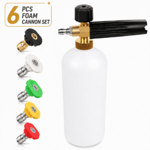 Foam Cannon for Pressure Washer, 1L Adjustable Snow Foam Lance with 1/4-Inch Quick Connect and 5 Nozzle Tips for Car Washing