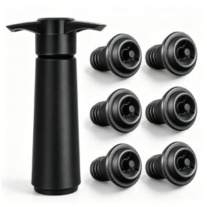 6 Pack Wine Stoppers Vacuum,Reusable Wine Bottle Stopper, Wine Savers Vacuum Pump Accessories, Compatible with Wine Vacuum Pump and Stopper Systems,Black