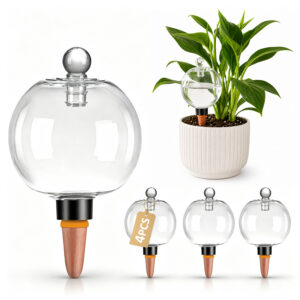 4 Pack Self Watering Globes with Covers, Plant Watering Bulbs 17oz Automatic Drip Irrigation for Indoor Outdoor Potted Plants