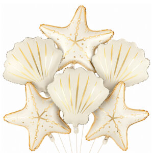 6 Pcs Under the Sea Party Decorations, 3 Starfish and 3 Seashell Balloons, Mermaid Party Decorations, Ocean Themed Party Decorations for Beach Birthday, Baby Shower and Summer Party