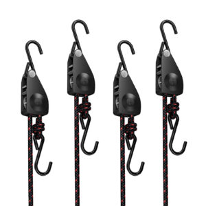 Hero image 0 of 4 Pack 1/4 Inch Ratchet Tie Down Straps, 12 Ft Adjustable Rope Hangers with Hooks for Kayaks, Tents, Grow Lights and Cargo, 150 Lb Capacity, 0 of 7     AQDMZ 4 Pack 1/4 Inch Ratchet Tie Down Straps, 12 Ft Adjustable Rope Hangers with Hooks for Kayaks, Tents, Grow Lights and Cargo, 150 Lb Capacity