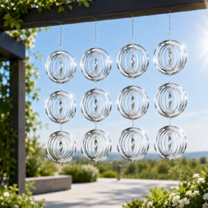 Bird Deterrents for Outside, 4 Sets Reflective Bird Scare Devices, 12 Discs Stainless Steel 3D Wind Spinners, Functional Garden Decor to Repel Woodpeckers and Pigeons from Patio, Balcony, Porch, Deck
