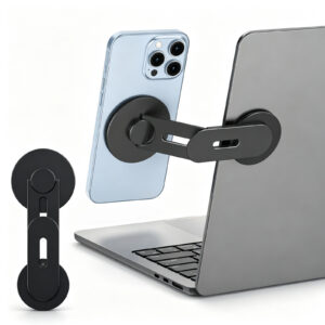 Magnetic Phone Holder for Laptop, 180° Rotatable Side Screen Phone Mount Compatible with MagSafe, Fits iPhone 12/13/14/15/16/17 Series & All Smartphones, & Universal Monitor, Black
