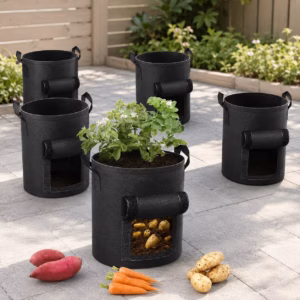 5 Pack 10 Gallon Potato Grow Bags, Nonwoven Fabric Planting Pots with Reinforced Handles for Tomatoes, Vegetables and Fruits