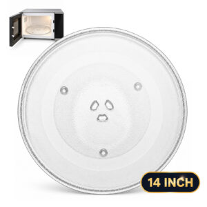 14" Microwave Plate Replacement, Glass Microwave Turntable Tray, Compatible with GE WB49X10063, Rotating Spinning Dish for Even Cooking and Reheating, Exact Fit Replacement Oven Plate