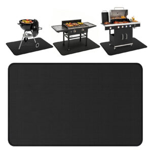 60x40 Inch Large Grill Protection Mat, Dual Sided Water & Oil Counteractive Heat Insulated Floor Pad, Anti-Scratch Ground Cover for Outdoor Backyard Barbecue, Indoor Fire Pit and Fireplace Use