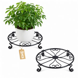 2 Pack 10 In Plant Stand, Heavy Duty Plant Stand with Strong Load-Bearing Frame, Black Metal Plant Stand, Round Plant Pot Stand, Indoor Plant Stand, Outdoor Plant Stand for Patio, Flower Pot Planter
