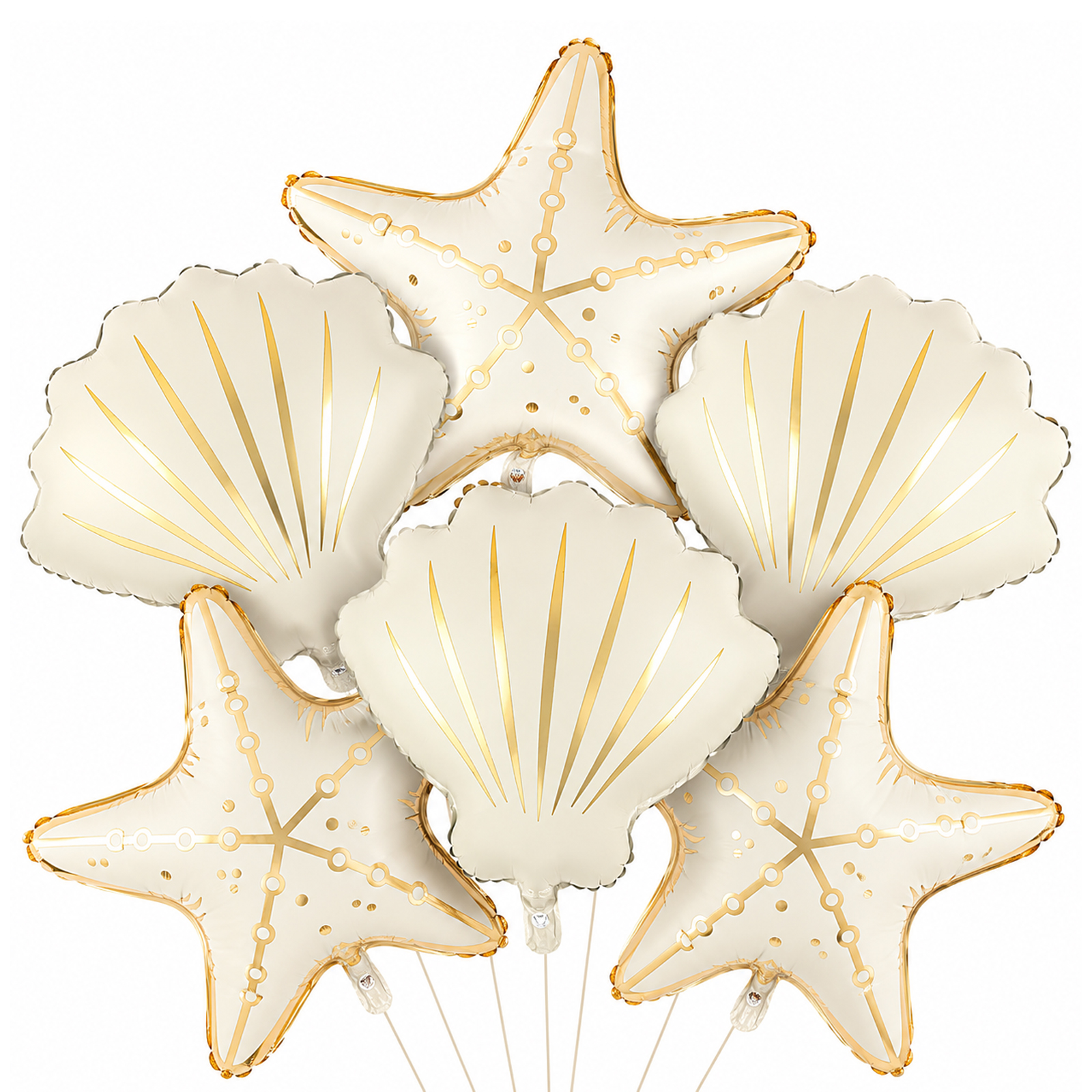 6 Pcs Under the Sea Party Decorations, 3 Starfish and 3 Seashell Balloons, Mermaid Party Decorations, Ocean Themed Party Decorations for Beach Birthday, Baby Shower and Summer Party