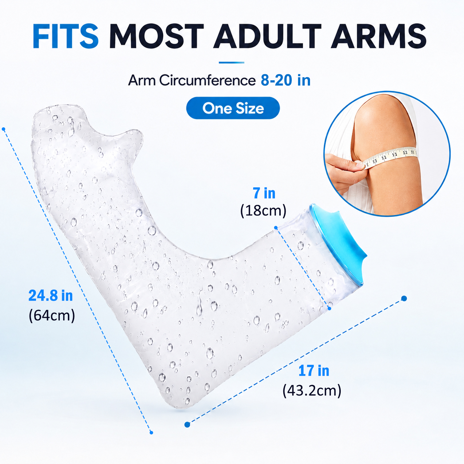 Waterproof Cast Cover for Shower Arm Adult, Reusable Full Arm Protector Sleeve for Hand Wrist Elbow Bandages and Wounds, Clear PVC Bathing Guard to Keep Dressings Dry After Surgery - Image 2