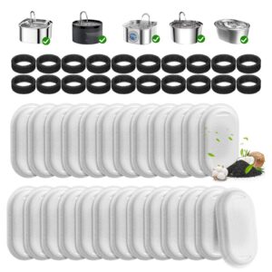 50 PCS Cat Water Fountain Replacement Filters,108L/3.2L& 67oz/2L& 4L/135oz, Pet Fountain Filter Set with 25 Pre-Filter Sponges, 25 White Non-Woven Filters