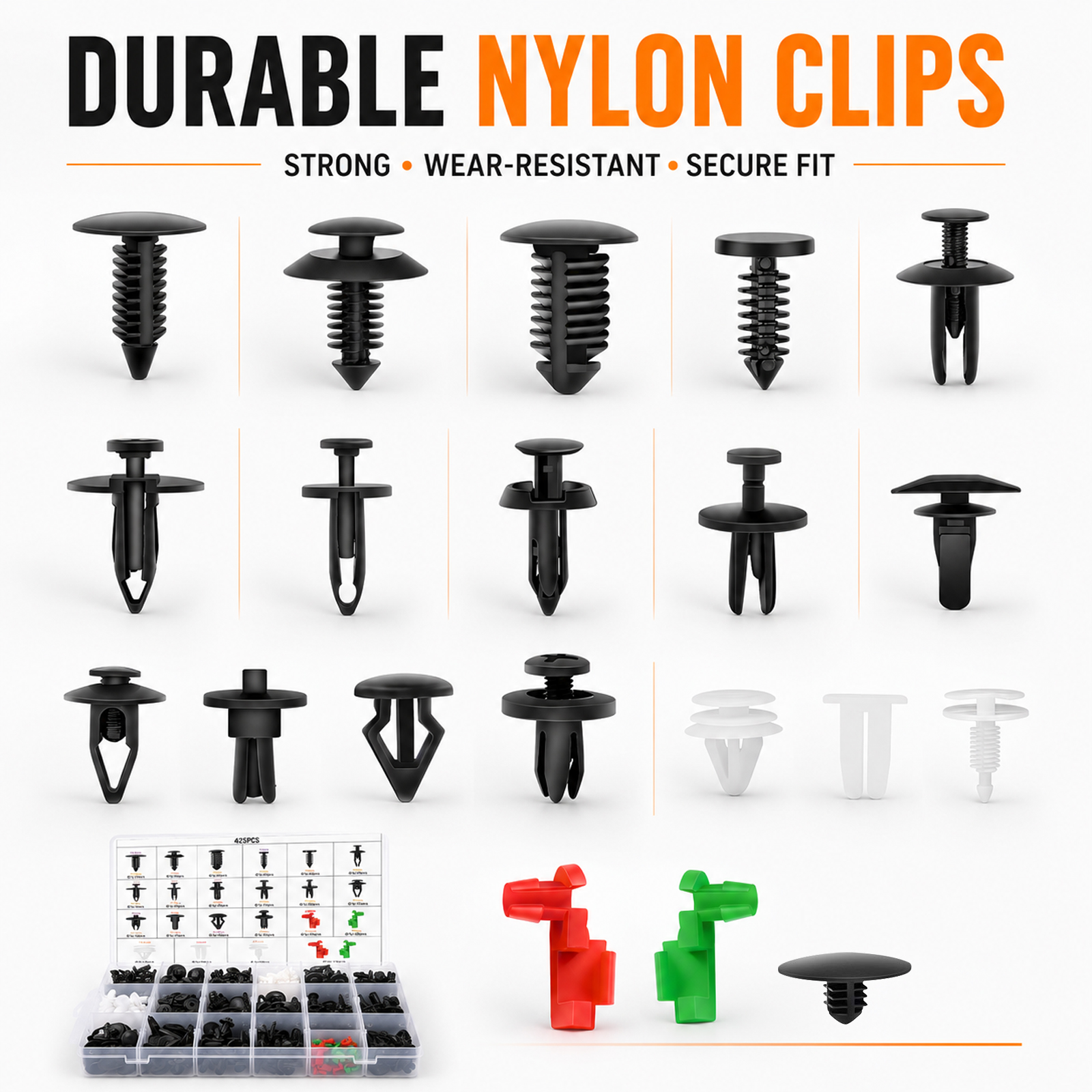 425 Pcs Car Push Retainer Clips & Automotive Fastener Kit, 19 Sizes 6-10mm Nylon Plastic Push Pins and Rivets for Bumper, Fender, Door Panel, Body Trim & Interior Exterior Repair, Includes Clip Remo - Image 5