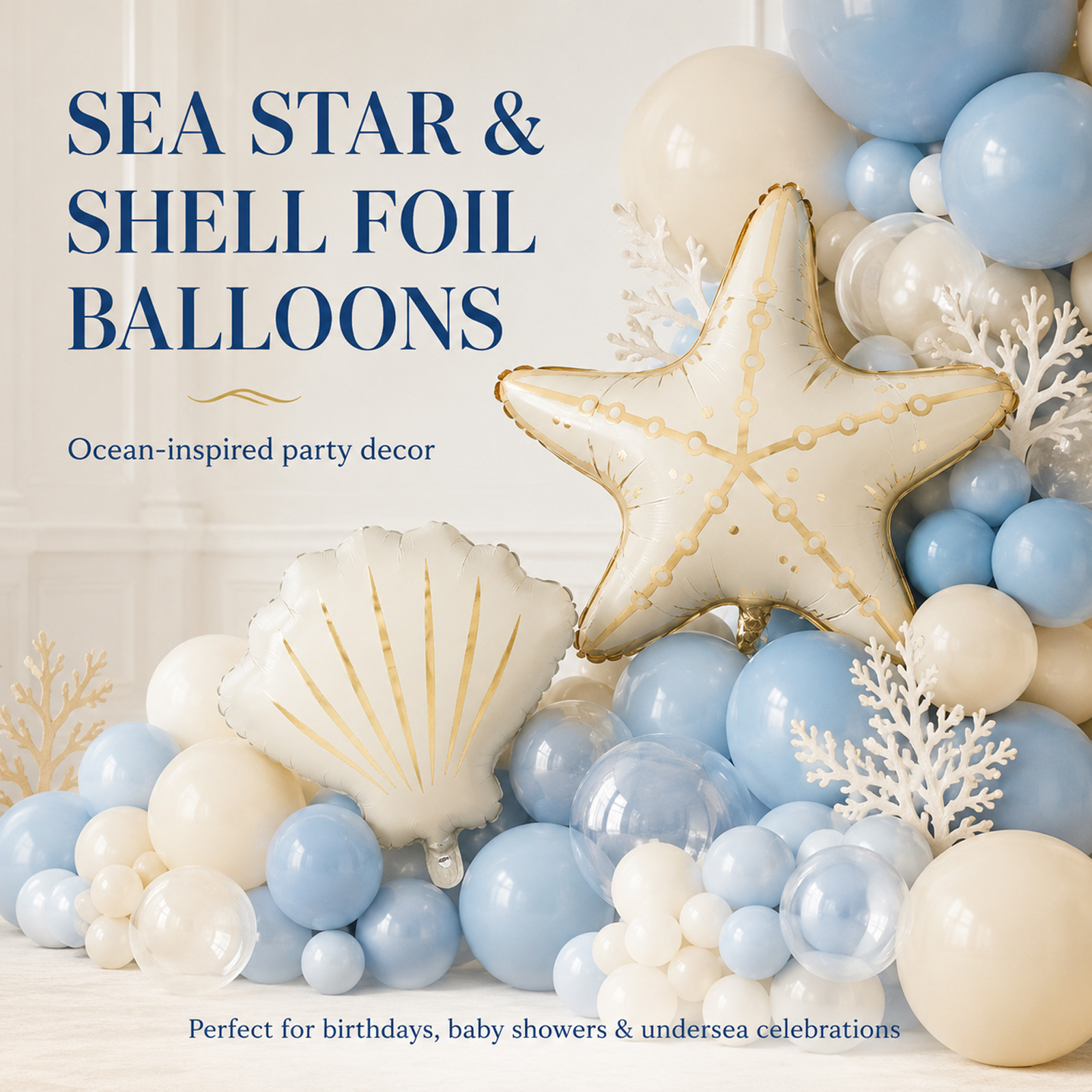 6 Pcs Under the Sea Party Decorations, 3 Starfish and 3 Seashell Balloons, Mermaid Party Decorations, Ocean Themed Party Decorations for Beach Birthday, Baby Shower and Summer Party - Image 3
