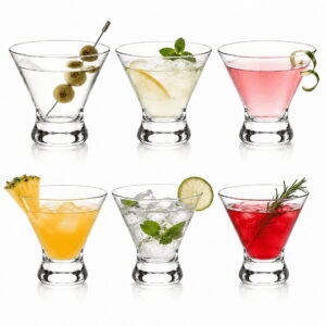 Set of 6 Martini Glasses, 8 oz Elegant Clear Cocktail Glasses, Stemmed Drinkware for Espresso Martini, Margarita, Manhattan, Cosmopolitan, Home Bar, Parties, Birthday & Housewarming Gift
