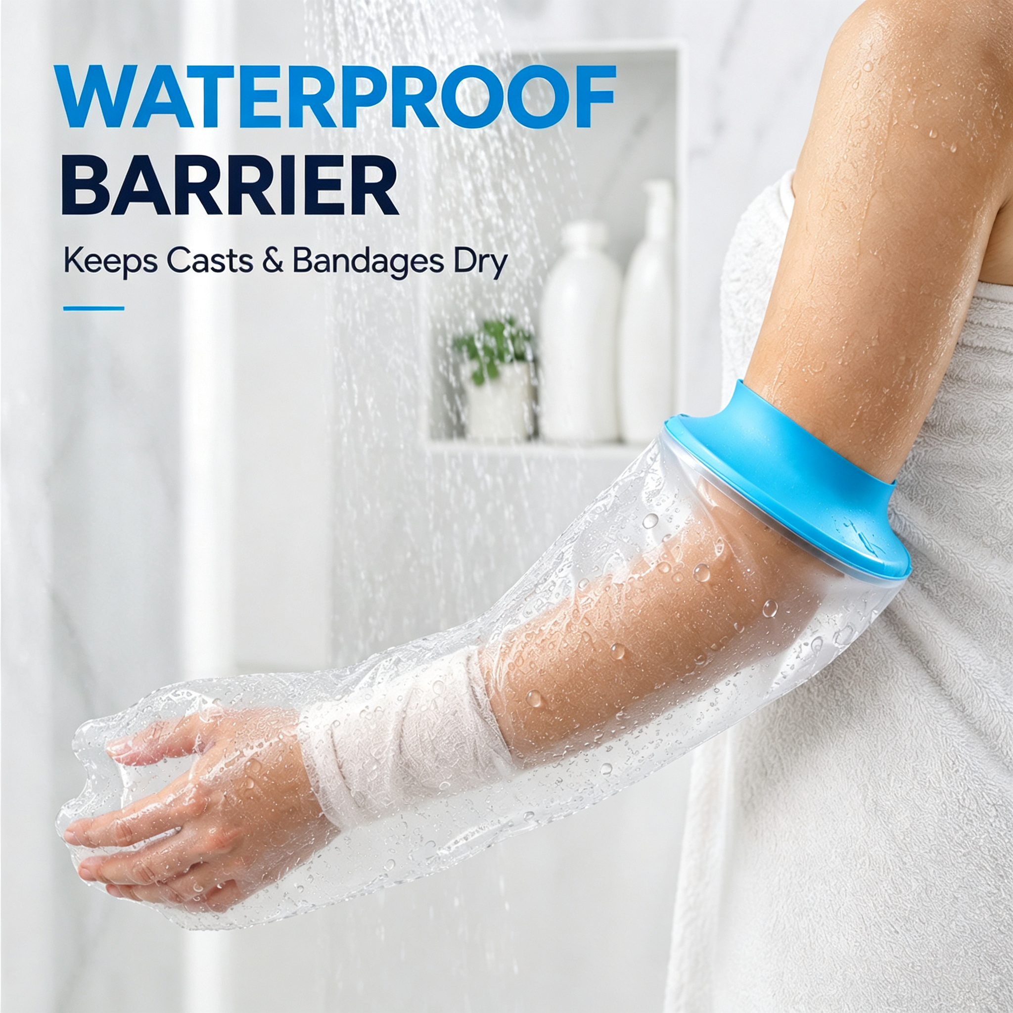 Waterproof Cast Cover for Shower Arm Adult, Reusable Full Arm Protector Sleeve for Hand Wrist Elbow Bandages and Wounds, Clear PVC Bathing Guard to Keep Dressings Dry After Surgery - Image 4