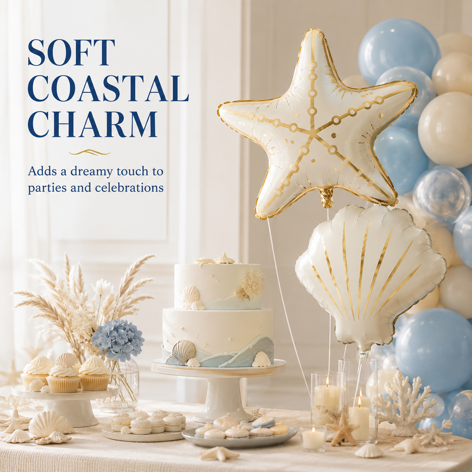 6 Pcs Under the Sea Party Decorations, 3 Starfish and 3 Seashell Balloons, Mermaid Party Decorations, Ocean Themed Party Decorations for Beach Birthday, Baby Shower and Summer Party - Image 6
