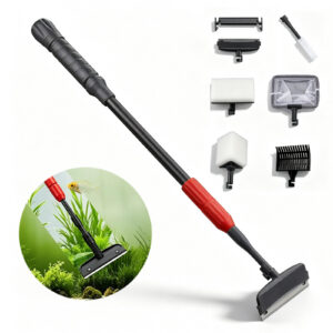 6-in-1 Aquarium Clean Tool Fish Tank Cleaning Kit, Adjustable Handle Algae Scraper Scrubber Pad