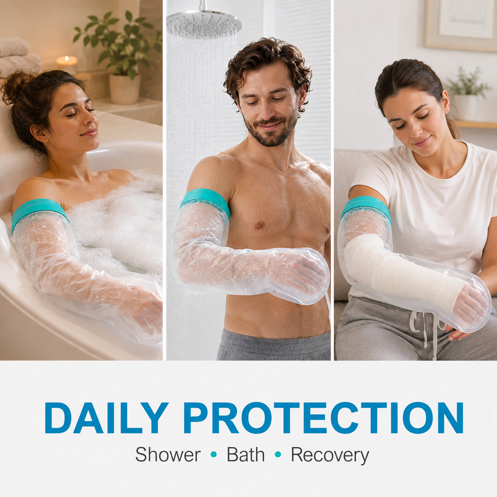 Waterproof Cast Cover for Shower Arm Adult, Reusable Full Arm Protector Sleeve for Hand Wrist Elbow Bandages and Wounds, Clear PVC Bathing Guard to Keep Dressings Dry After Surgery - Image 8