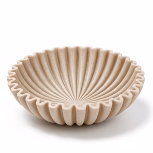 Large Decorative Bowl, Artificial Stone Fruit Bowl for Kitchen Counter, Ruffle Bowl for Coffee Table Decor, Key Bowl for Entryway Table, Beige Home Decor Accent