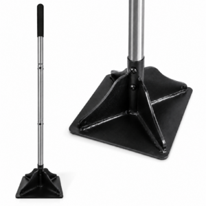 48" Steel Tamper Tool with Rubber Grip Handle, Heavy Duty Carbon Steel Ground Tamper, 8" x 8" Manual Soil Compactor for Lawn Leveling, Fence Post Installation, Gravel, Dirt and Landscaping, Black